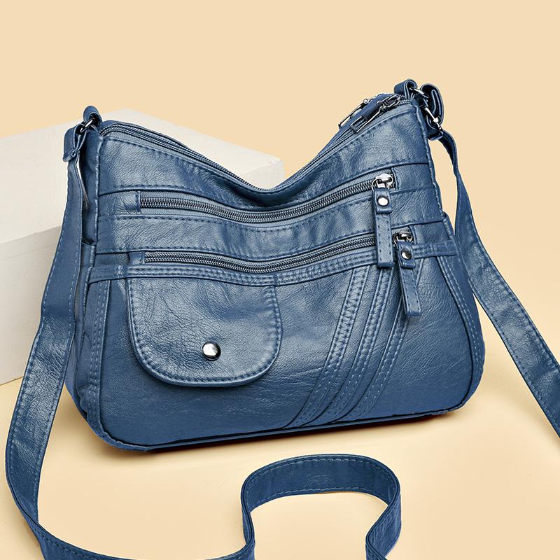 Kuluosidi Meerlaagse zachte leren crossbodytas voor dames, schoudertas voor moeders van middelbare leeftijd rood