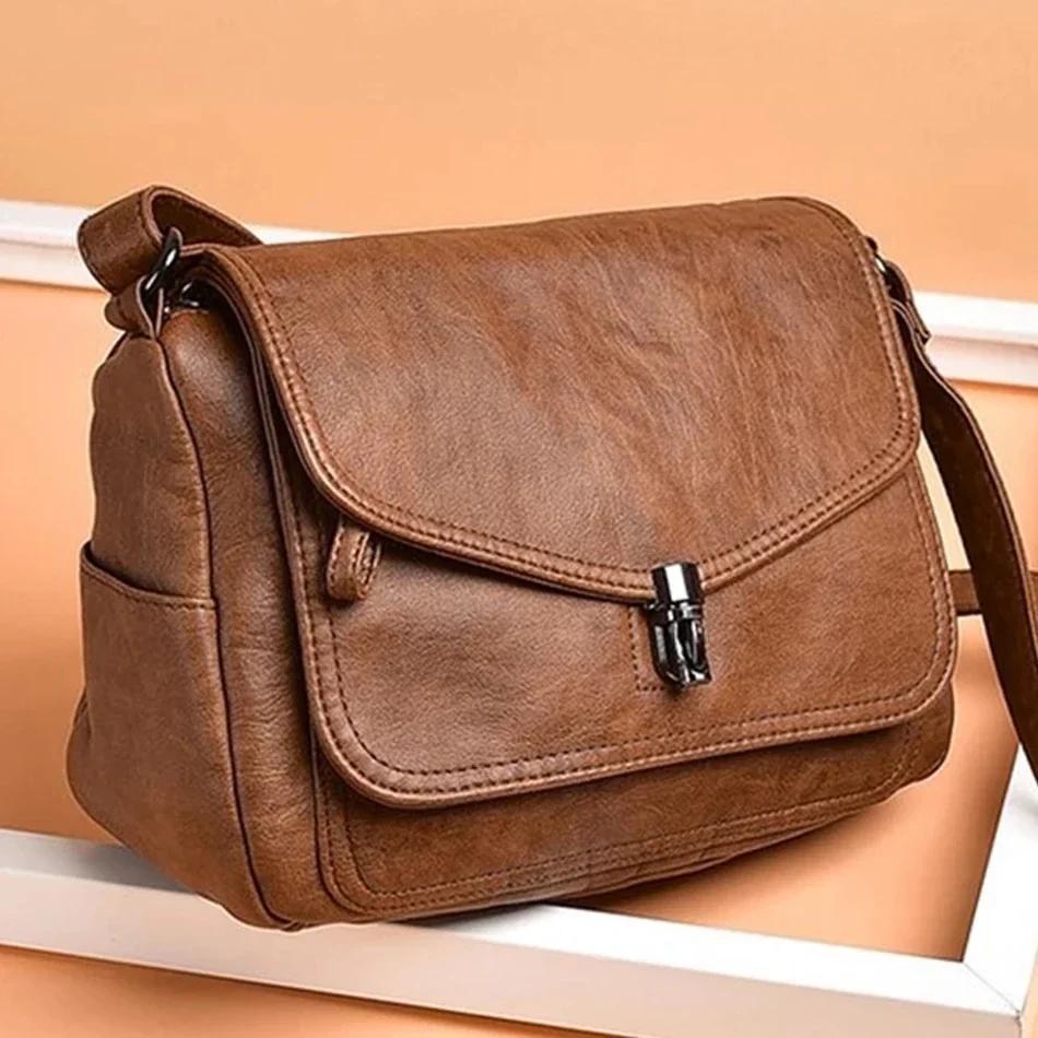 Leather bag Retro zachte leren dames schoudertas luxe handtas nieuwe designer crossbody tas kleine dames crossbody tas