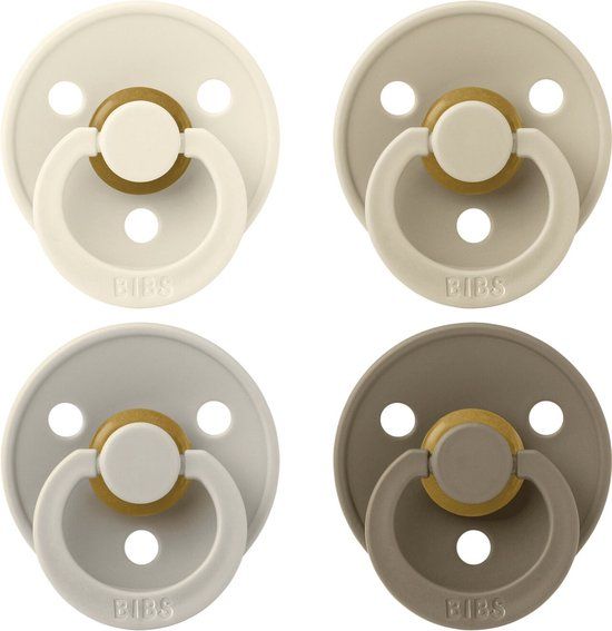 Fopspeen BIBS Colour Ivory/Sand/Vanilla/Dark-Oak 6-18 mnd 4 st