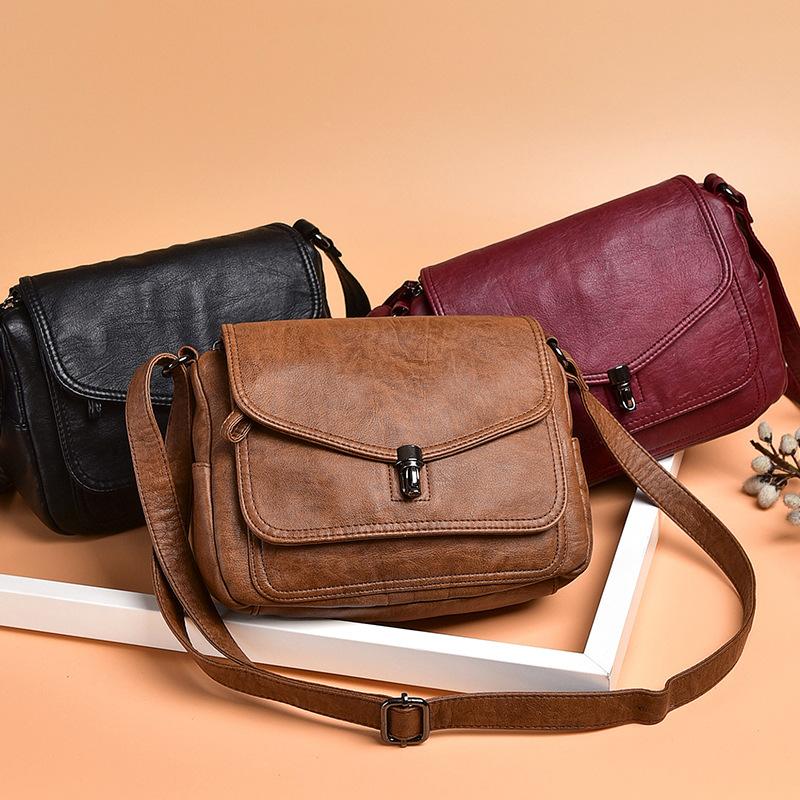 Milost Echt lederen handtassen Crossbody dames messengertassen bruin