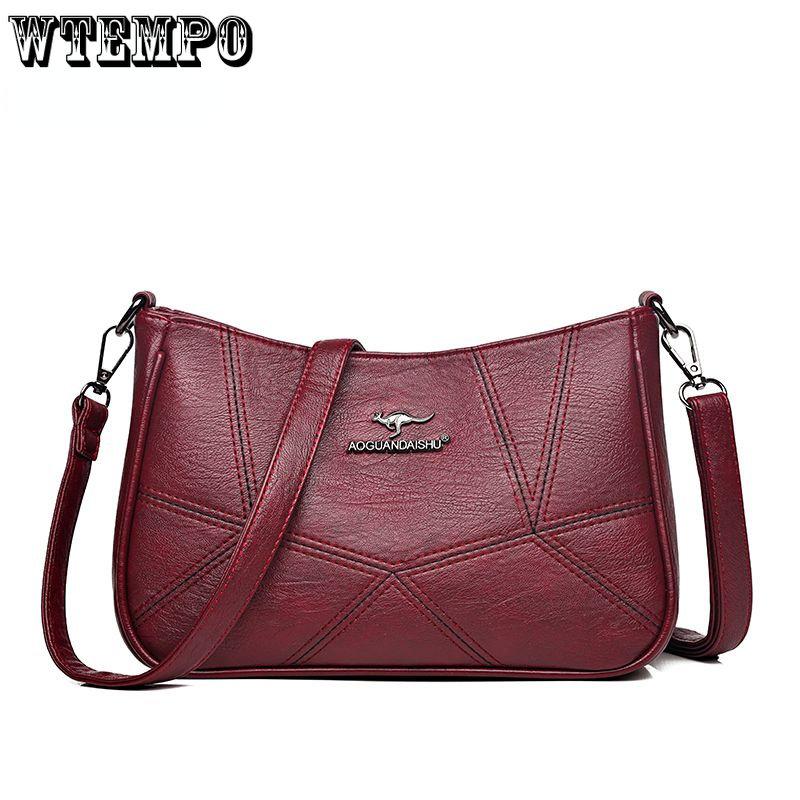 WTEMPO Handtas voor dames, effen kleur, gepaarde tas met ritssluiting, stikselelementenpakket, senior schoudertas, crossbodytas 26*11*17cm bruin