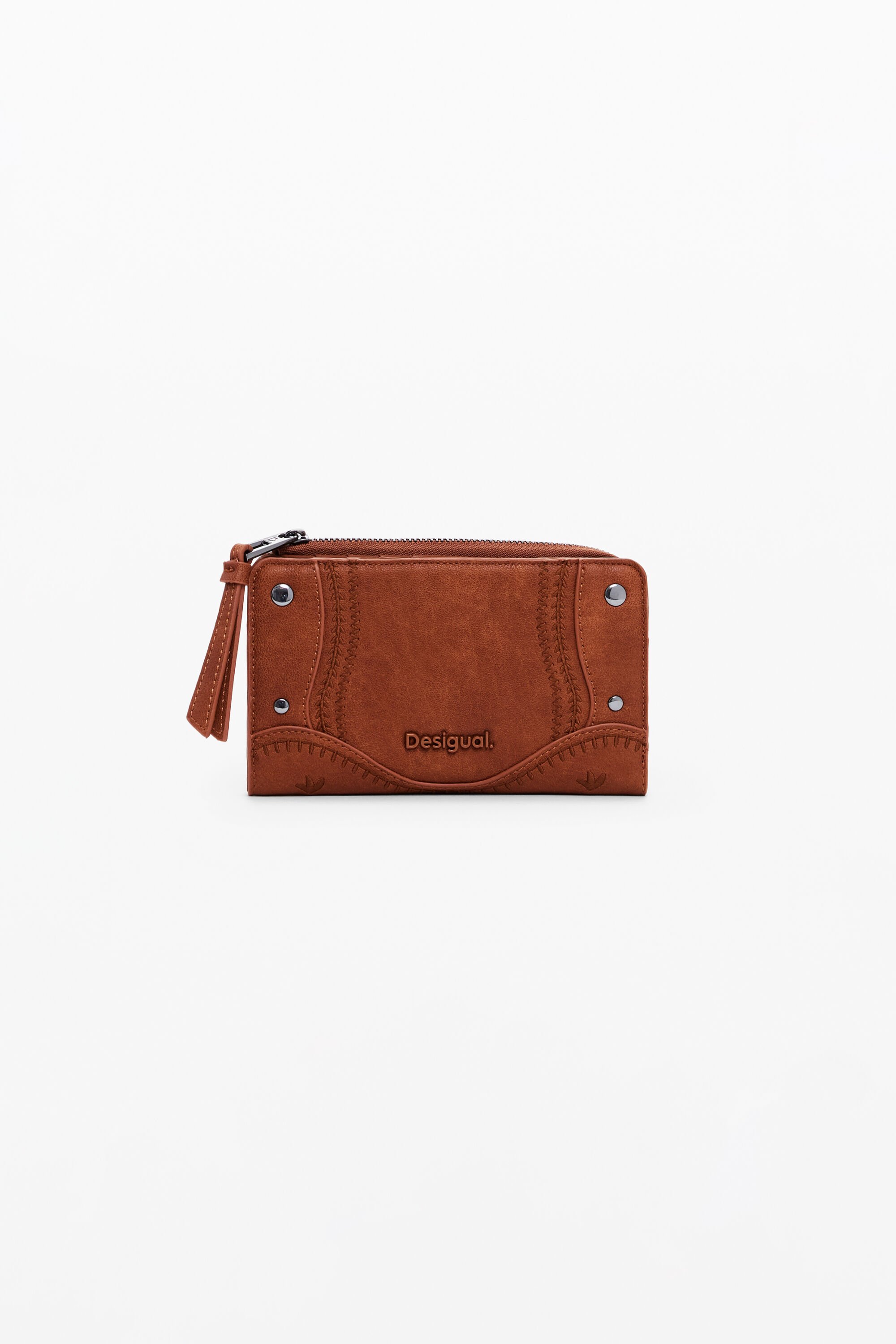 Desigual Geborduurde portemonnee met studs - BROWN