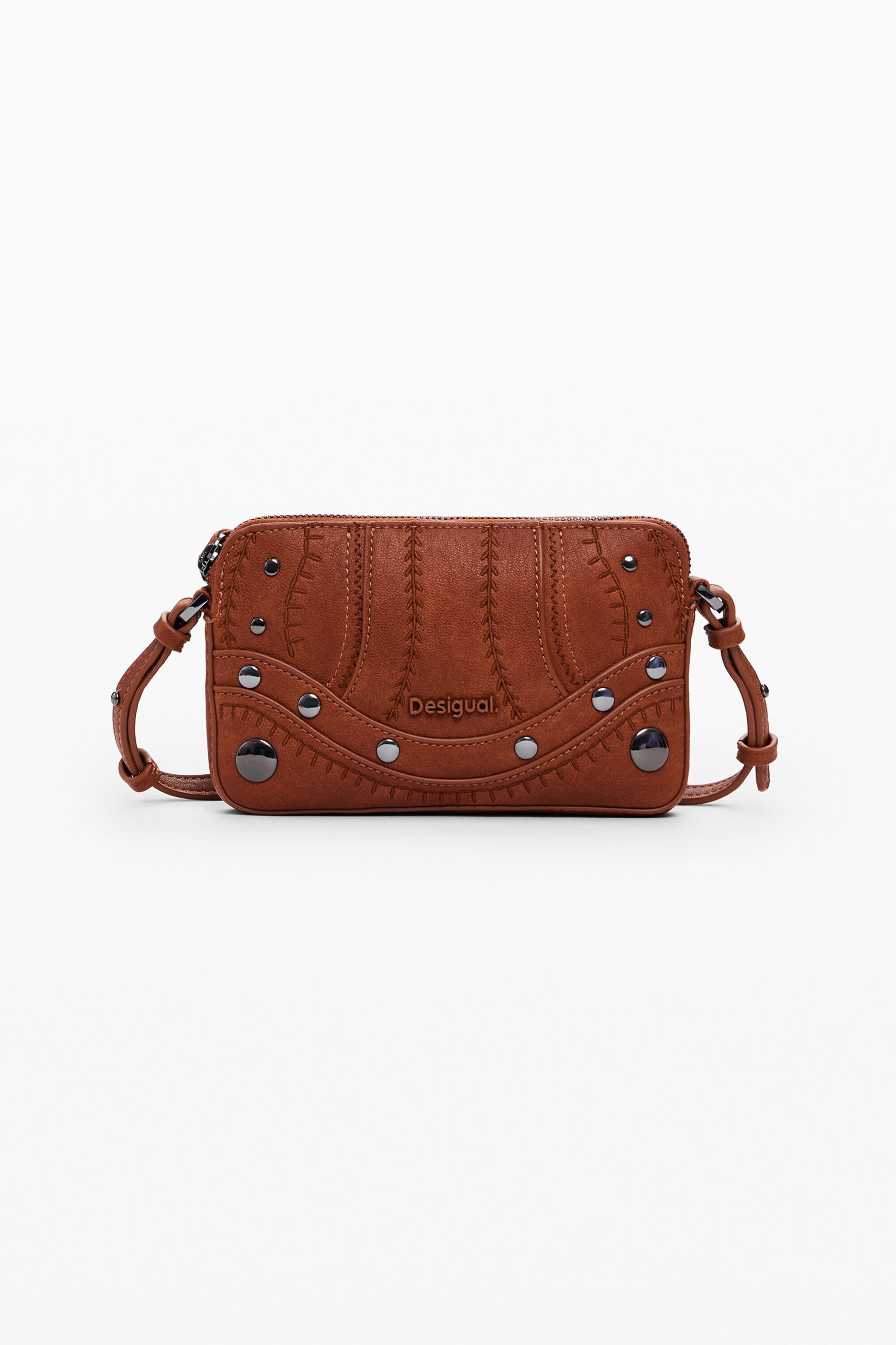 Desigual Geborduurde portemonnee met studs 2-in-1 - BROWN