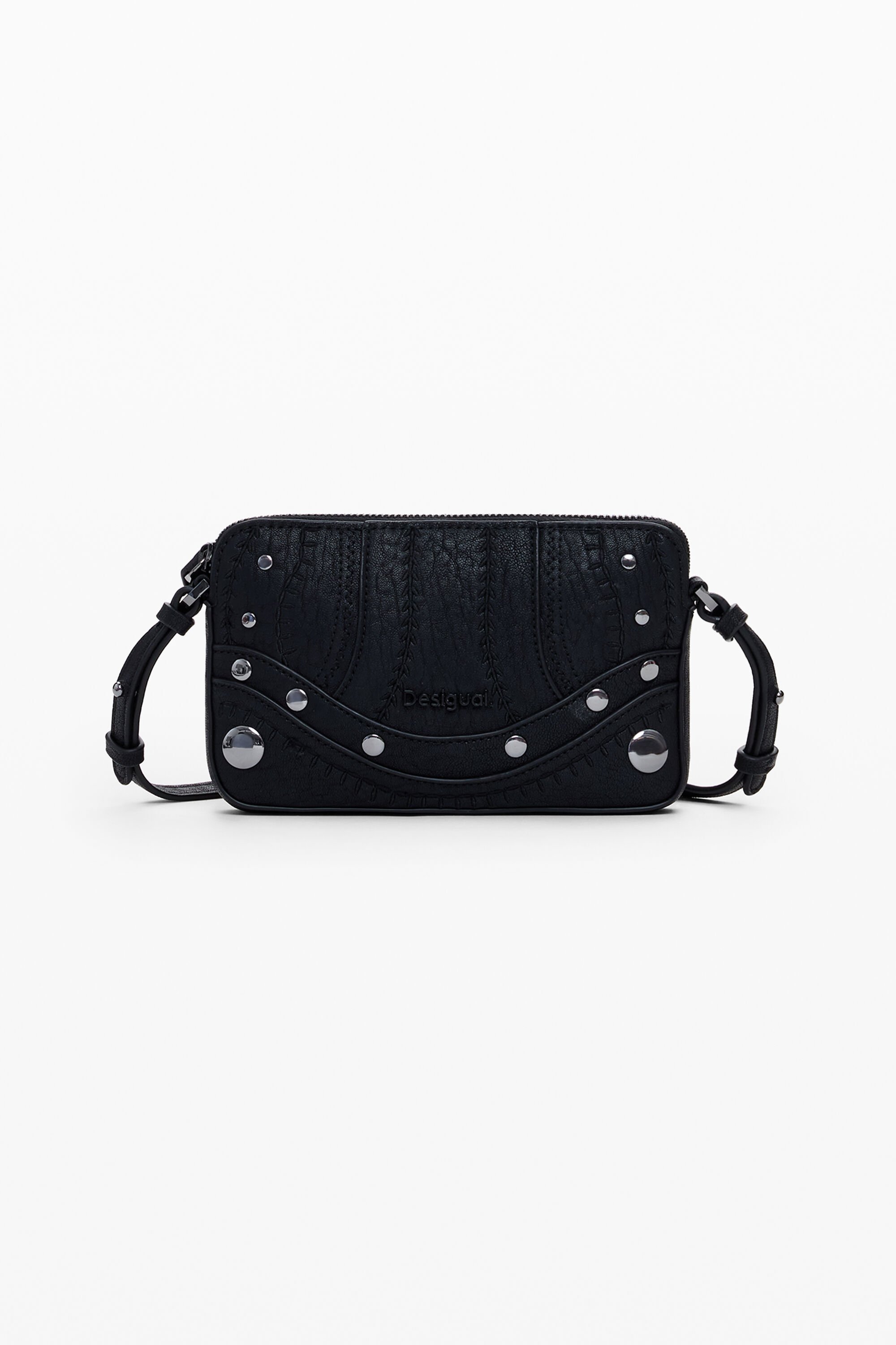 Desigual Middelgrote geborduurde converteerbare portemonnee - BLACK