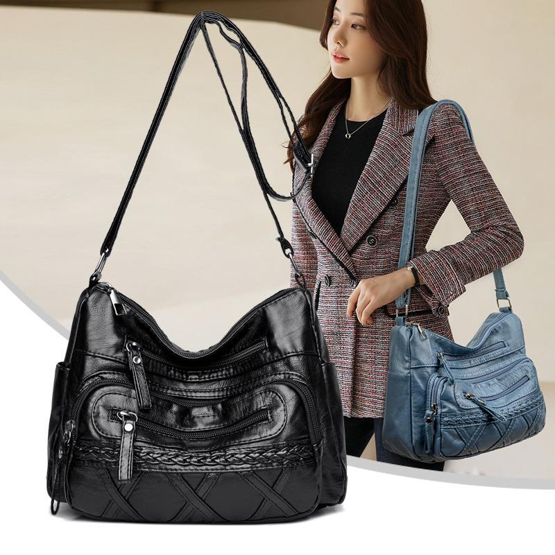 Super Select Women's Luxury Soft Leather Shoulder Bag - Retro Fashion, Multi-Compartment, Large Capacity, Versatile Messenger for Middle-Aged Mothers vuilwit