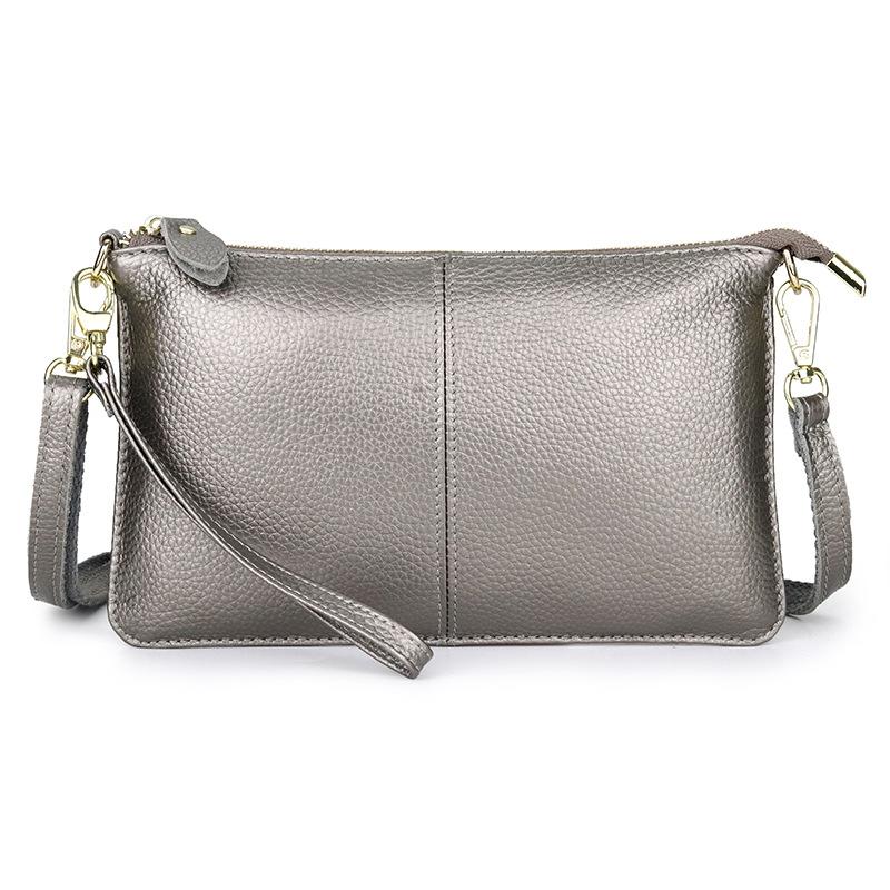 AMONCHY 2024 Echte leren kleine dames schoudertassen Uitstekende koeienhuid crossbody messenger bag Hoge capaciteit clutch tassen voor vrouwen zilver
