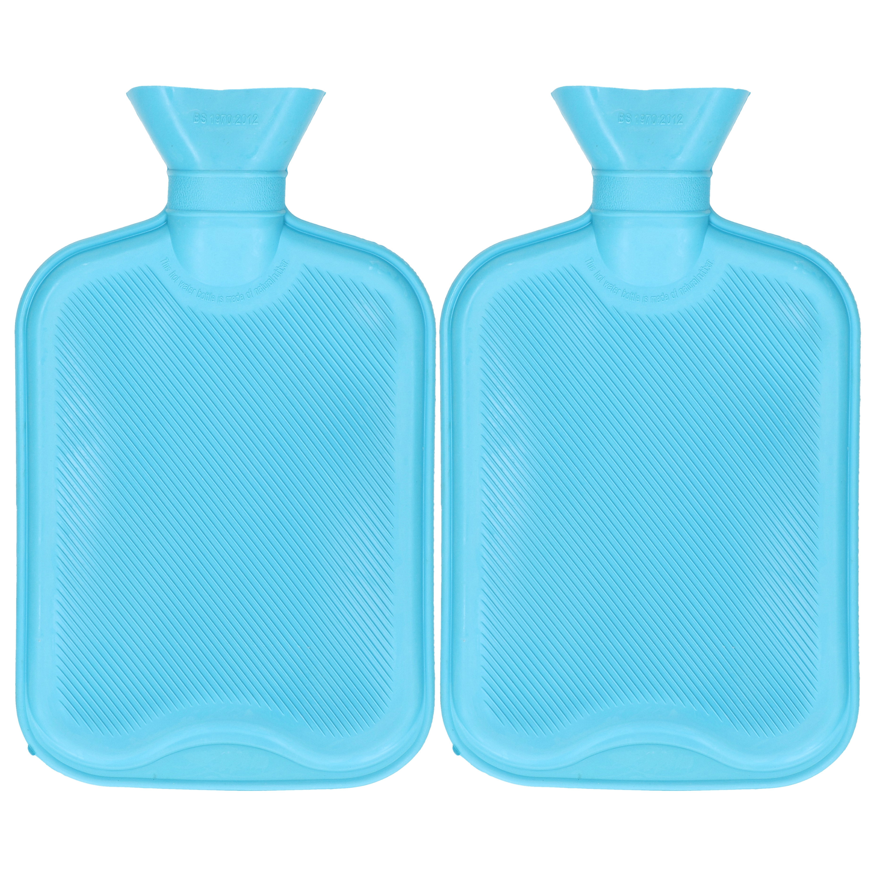 DID Warmwaterkruik - 2x - met rubberen hoes - blauw - 2L - kruik -
