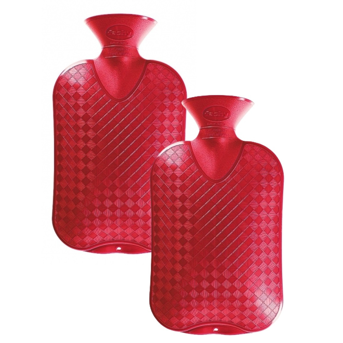 Fashy Kruik - 2x - rood - 2 liter - kunststof - warmwaterkruik - waterkruik - warmtekruik -