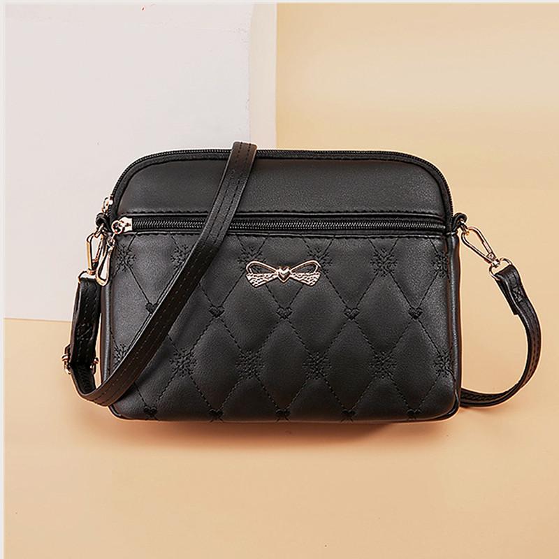 Yogodlns nieuwe collectie schoudertassen voor dames borduren hart crossbody portemonnee vrouwelijke lederen handtas 26*18*7cm zwart