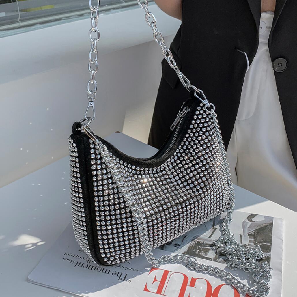 RUWB BAGS Diamond Tote Bag Okseltas 2024 Winter Nieuwe Kwaliteit PU Leer Dames Designer Handtas Luxe Merk Schouder Messenger Bag 23 X 5 X 16 CM zwart