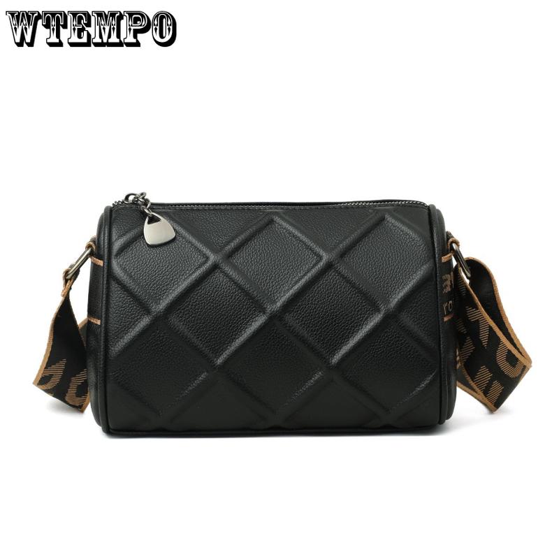 WTEMPO Dameshandtas Mode Ruit Schoudertas Effen Kleur Veelzijdig Casual Cross Klein pakket 21*12*14cm wit