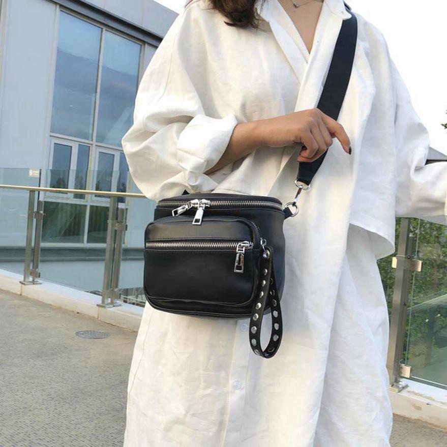 Lovely Home For Family Koreaanse mode reistas met studs handtas dames casual brede schouder crossbody tas One Size zwart