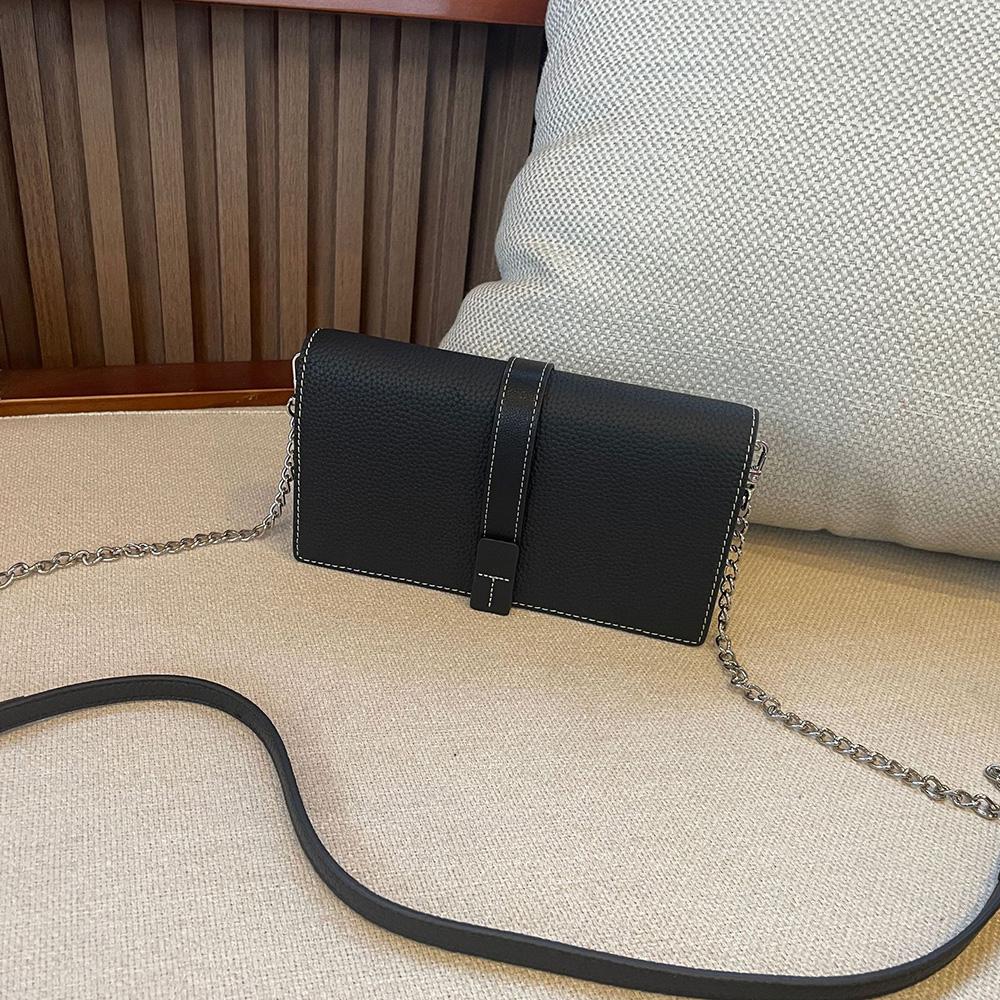 AMONCHY 2024 Nieuwe Kleine Schoudertas Echt Leer Vrouwen Handtassen Brand Design Keten Dames Portemonnee Luxe Tweekleurige Koeienhuid Crossbody tas zwart