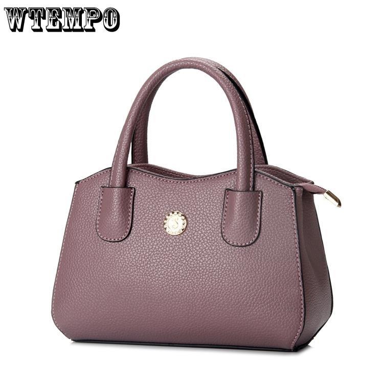 WTEMPO Dameshandtas Zacht leer Klein pakket Mode Veelzijdige handtas Effen Kleur Temperamentpakket 21*6*15.5cm paars