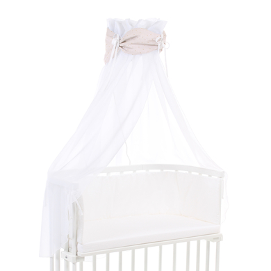Cotton babybay luifel Organic Royal met strik geschikt voor alle modellen beige glitter stippen goud