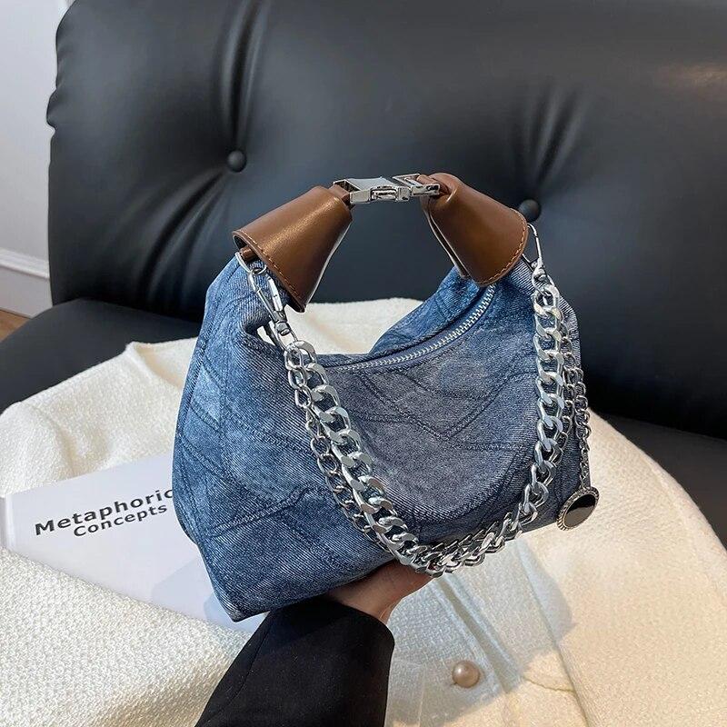 RUWB BAGS Mode leren schoudertas voor vrouwen 2024 Trend vrouwelijke ketting crossbody tas dame retro kleine handtassen en portemonnees bruin