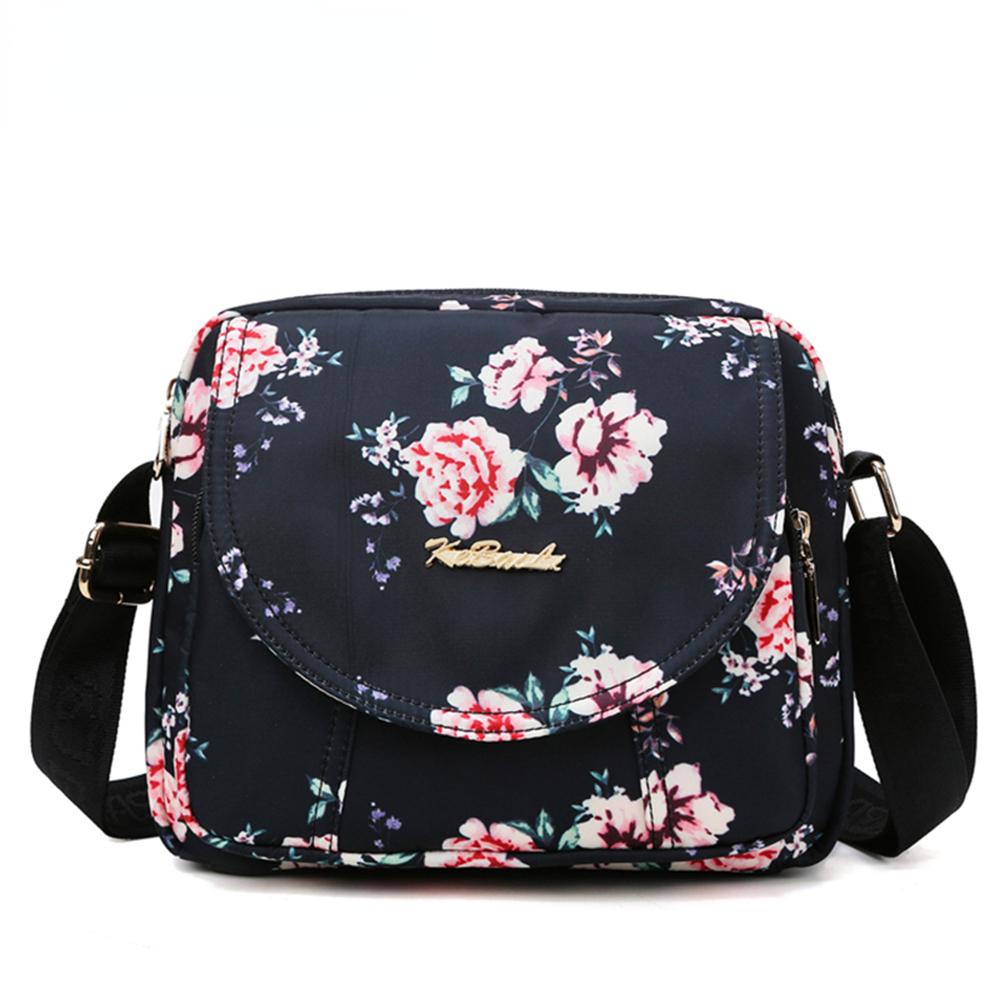 RUWB BAGS Mode bloempatroon ontwerp dames schoudertas multi-pocket dames messenger bags mode hoge kwaliteit nylon damestas portemonnee rood