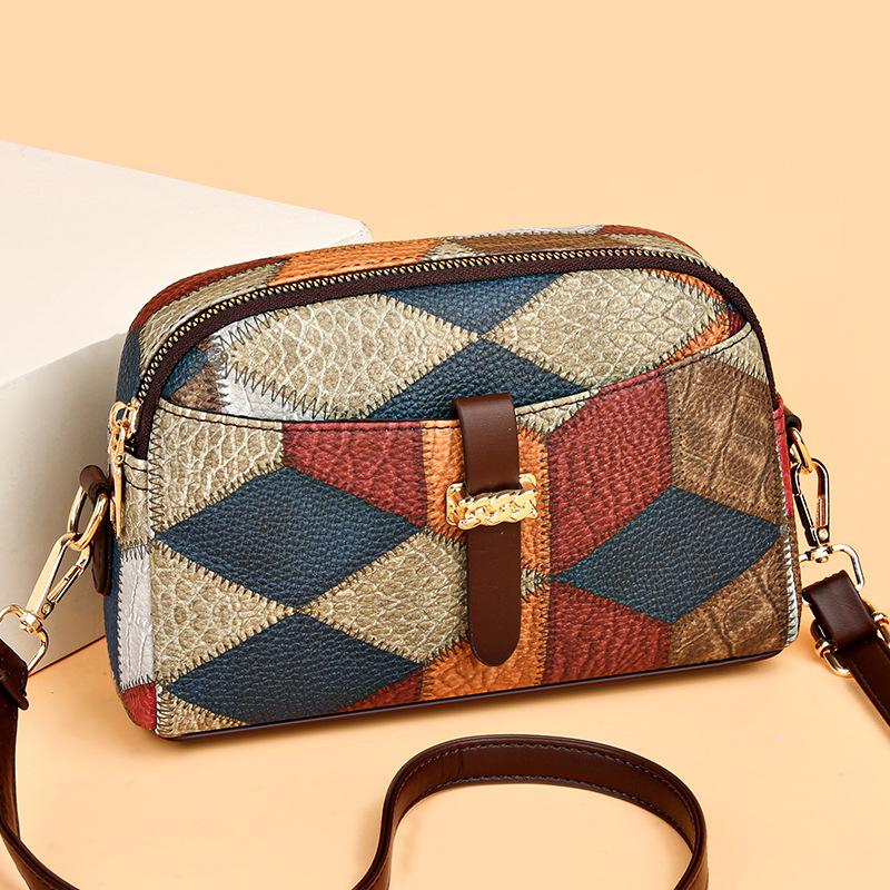 MOJOTO Veelkleurige PU-versierde eenvoudige en vintage stijl meerlaagse crossbodytas, geschikt voor dagelijks gebruik door vrouwen blauw