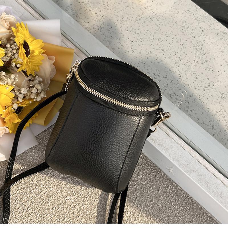 Leather bag Hoogwaardige zachte, echte leren mobiele telefoontas Nieuwe mini-crossbodytas Textuur Toplaag Koeienhuid Schoudertas voor dames