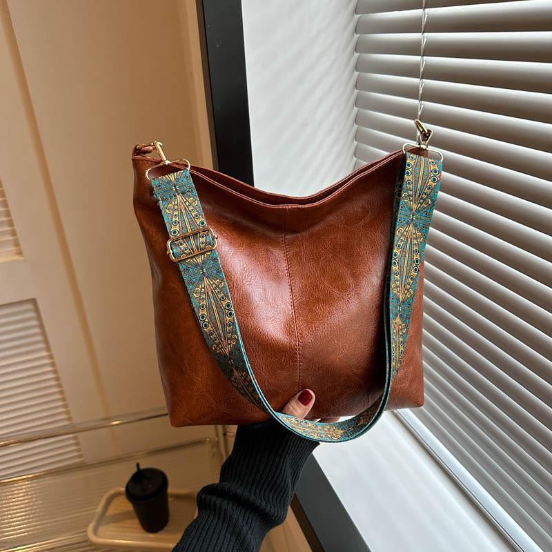AI Supermarket Damesmode Grote Capaciteit Crossbody Bucket Bag bruin