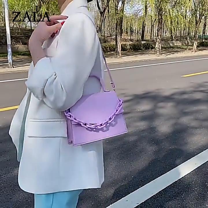 ZALA Bag Luxe kettingen Crossbody tas Vrouwelijke effen kleur Schoudertas Kleine vierkante Messenger tas Falp Handtas Winkelen Portemonnee 20*6*16cm rood