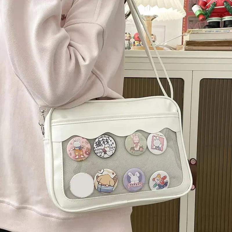 Leather bag Harajuku tas voor vrouwen PU transparante zak middelbare school meisjes uniform crossbody schoudertas handtassen wit