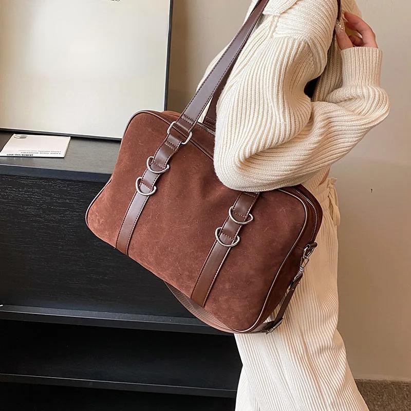 RUWB BAGS Moeder leren fluwelen schoudertassen voor vrouwen 2024 winter kleine vrouwelijke oksel crossbody tas handtassen en portemonnees zwart