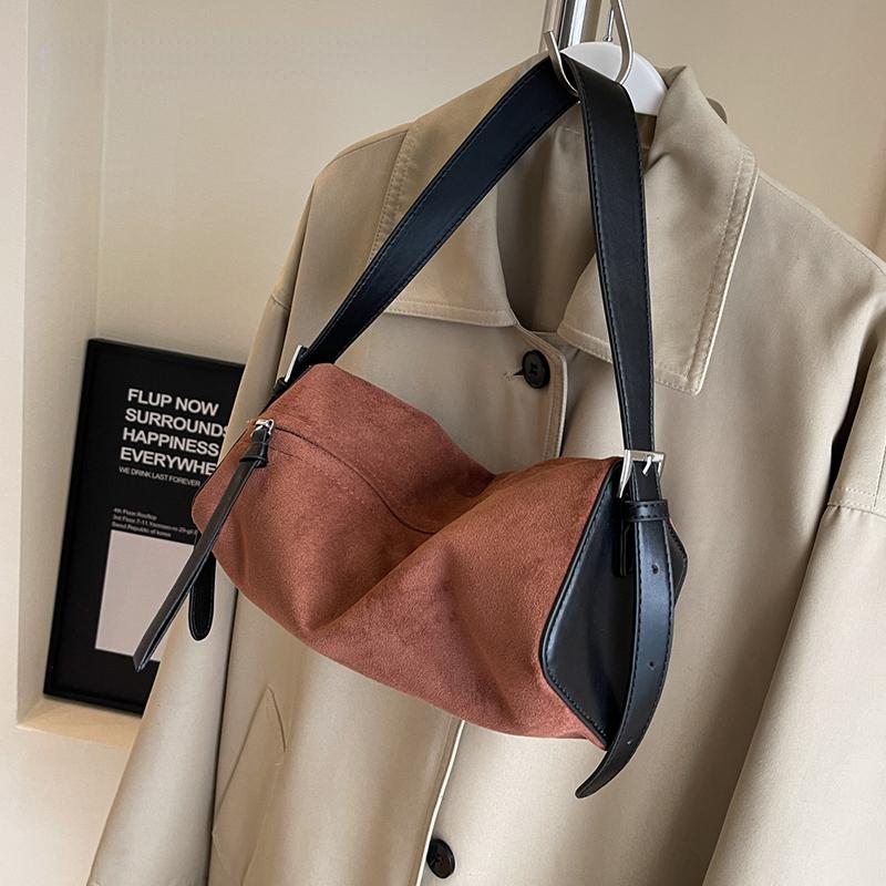 RUWB BAGS Dames leren fluwelen crossbody tassen voor vrouwen 2024 winter vrouwelijke oksel kleine schoudertas handtassen en portemonnees grijze kleur