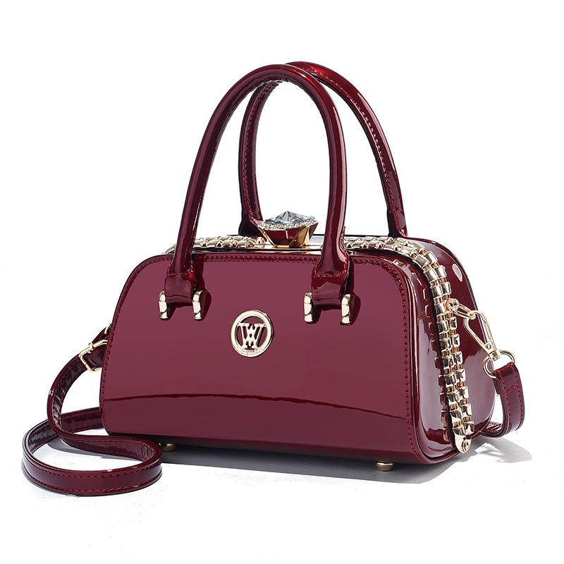 Umsif Vrouwen Crossbody Satchel Schoudertassen Patent PU Lederen Handtas Portemonnee Marlene voor Vrouwen Pocketbook Bruiloft Satchel Retro Portemonnee Top Handvat Tote Bag bordeaux