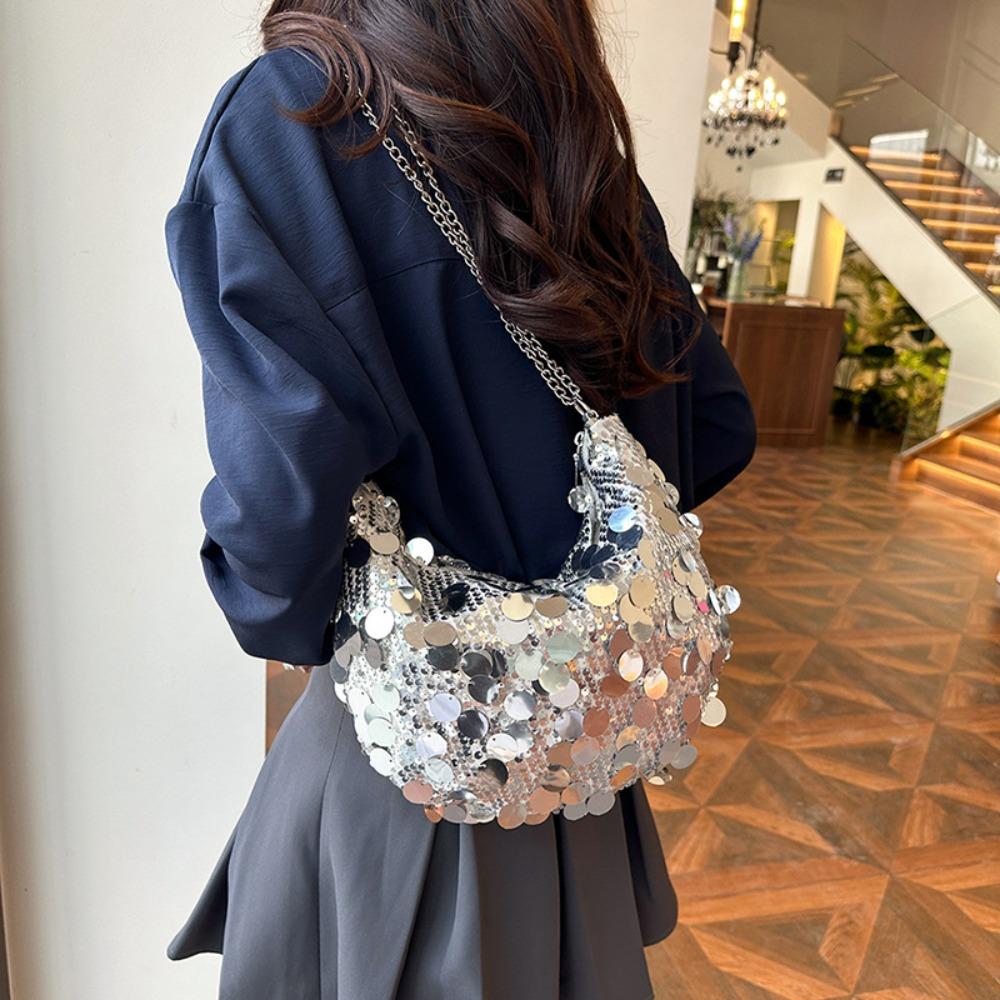 Haohangle25 Large capacity Single Shoulder Bag Sequin Chain Tote Bags Fashion Crossbody Bag  for Women