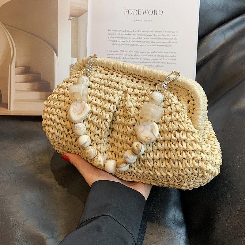 RUWB BAGS Kleine stro-onderarmtassen voor vrouwen 2024 Zomer Crossbody-tassen Damesreistassen en handtassen Vrouwelijke schoudertas kaki