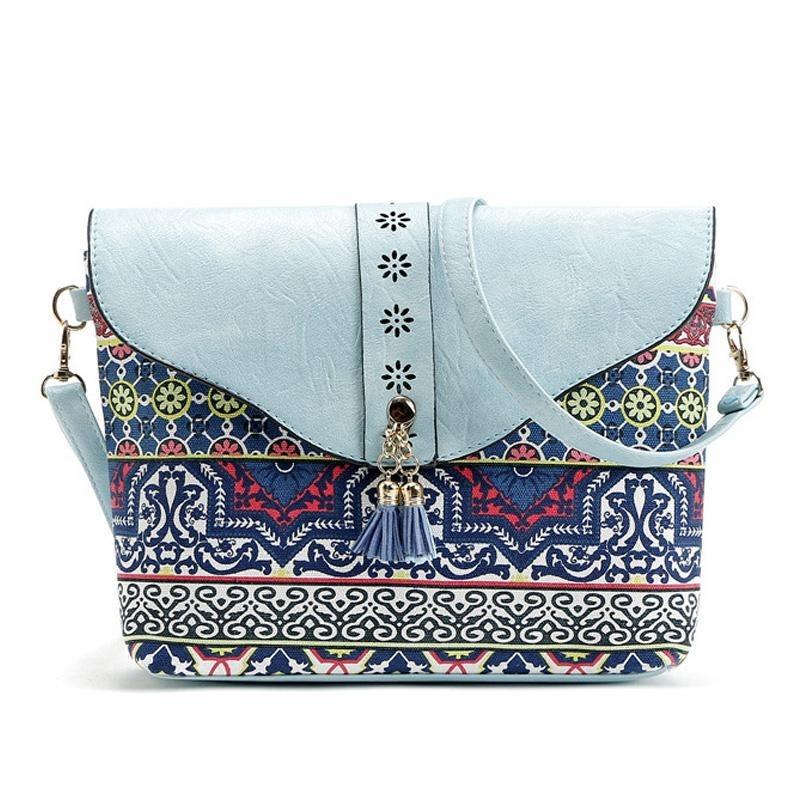 RUWB BAGS Luxe handtassen Damestassen Designer Afdrukken Bloemen Flap Schoudertas Dames Kleine Casual Messenger Bags blauw