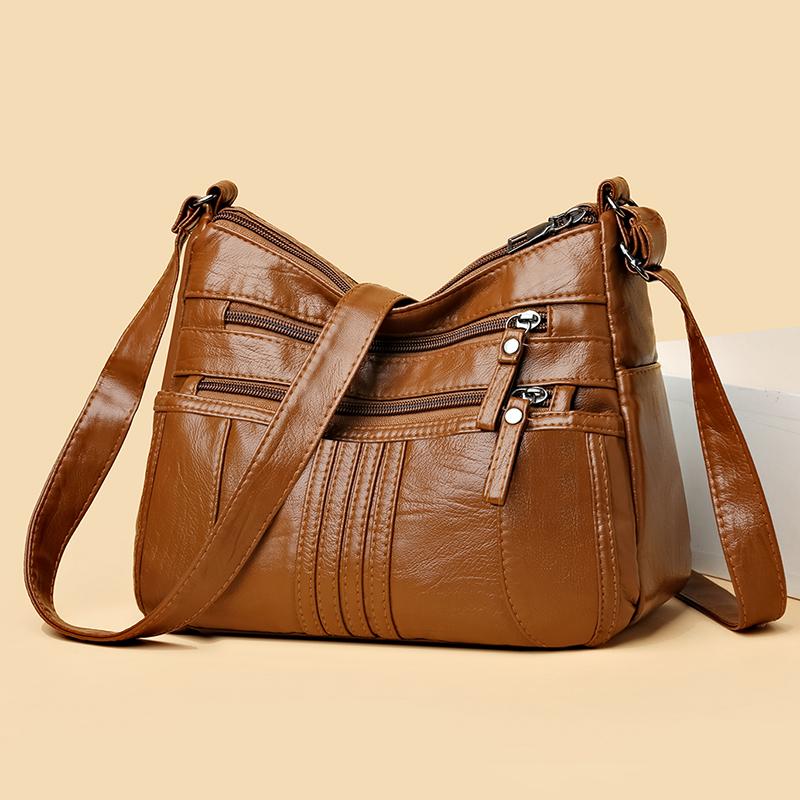 Kuluosidi Middelbare en oudere vrouwen multi-pocket tas grote capaciteit schouder crossbody tas moeder tas mobiele telefoon tas zwart