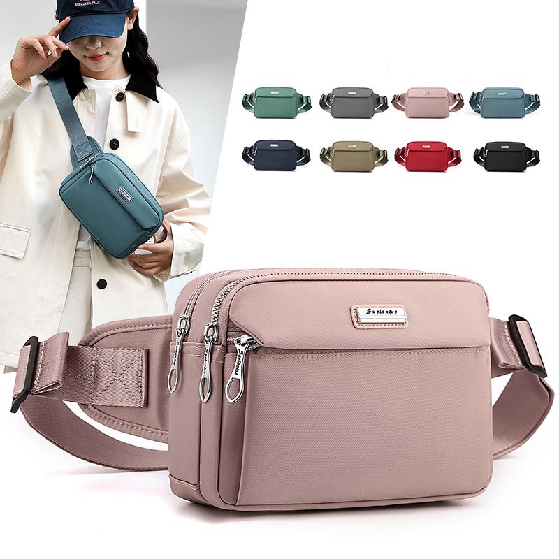 Kuluosidi Borsttas Dames Nylon Effen Kleur Kleine Tas Crossbody Tas Heuptas roze
