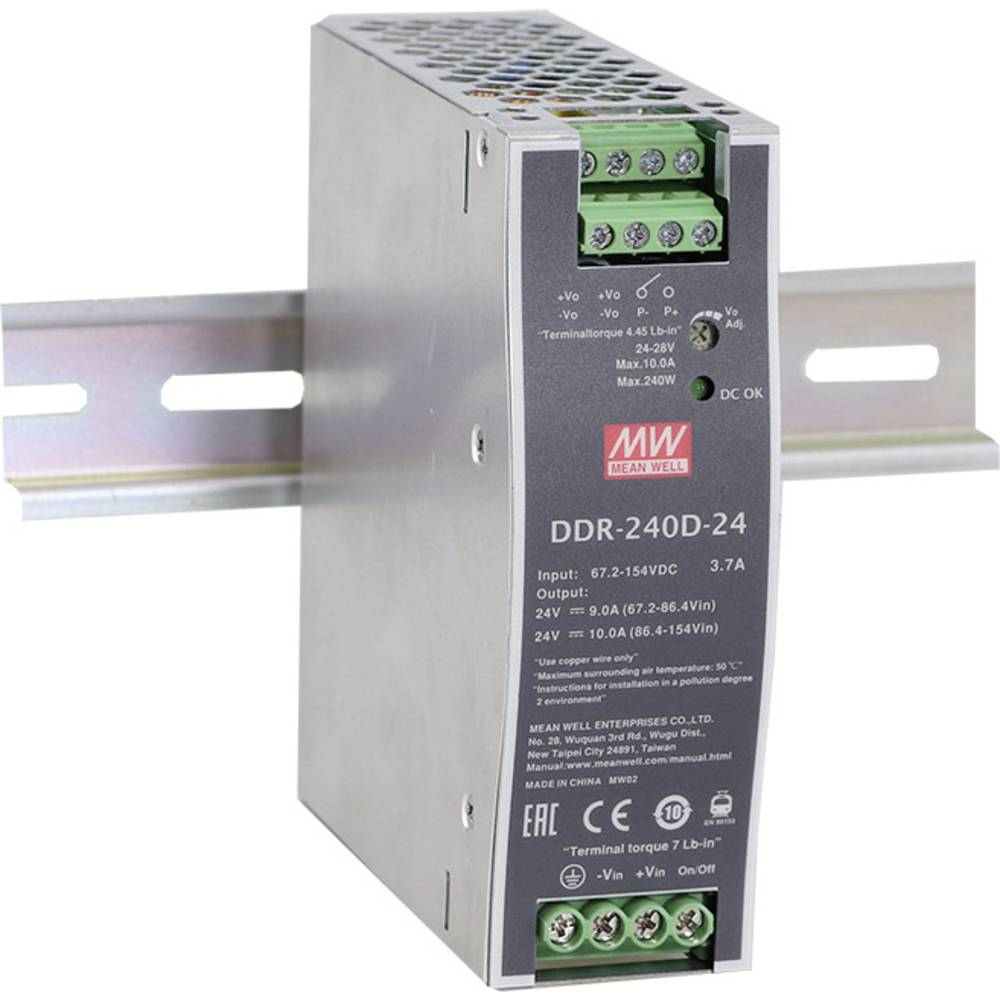Mean Well DDR-240D-48 DIN-rail DC/DC-converter 48 V/DC 5 A 240 W Aantal uitgangen: 1 x Inhoud: 1 stuk(s)