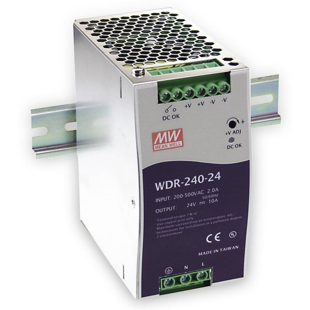Mean Well WDR-240-48 DIN-rail netvoeding 48 V/DC 5 A 240 W Aantal uitgangen: 1 x Inhoud: 1 stuk(s)
