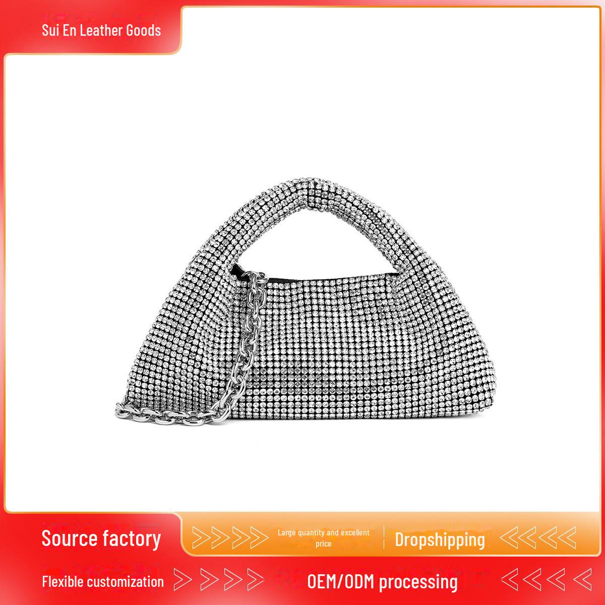 VantaGoods Handtas met strass-ketting voor dames - 2025 lentemode Cross-Border Diamond Bag 27x7x12 cm