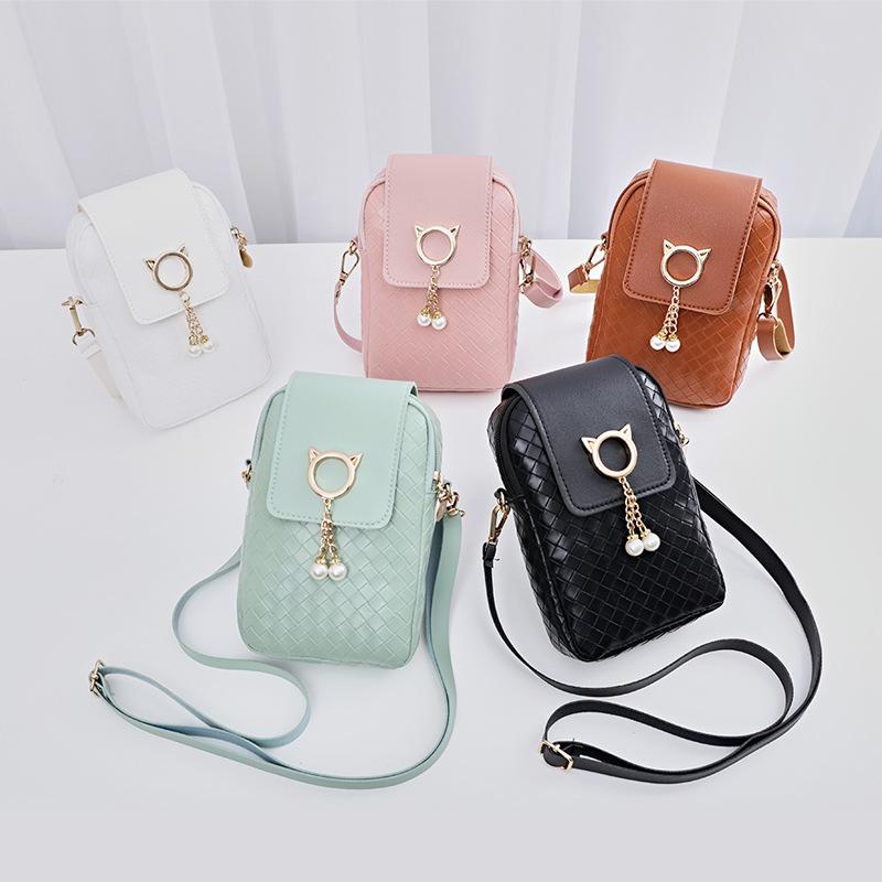 CrossCart Dames Crossbody Mobiele Telefoon Tas - 2022 Trendy Mode Portemonnee & Mini Geweven Tas zwart