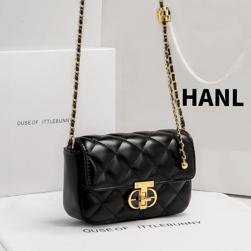 VantaGoods 24 Summer Nieuwe Luxe Koeienhuid Dubbele E-Lock Een-Schouder Diamantketting Messenger Bag Large zwart