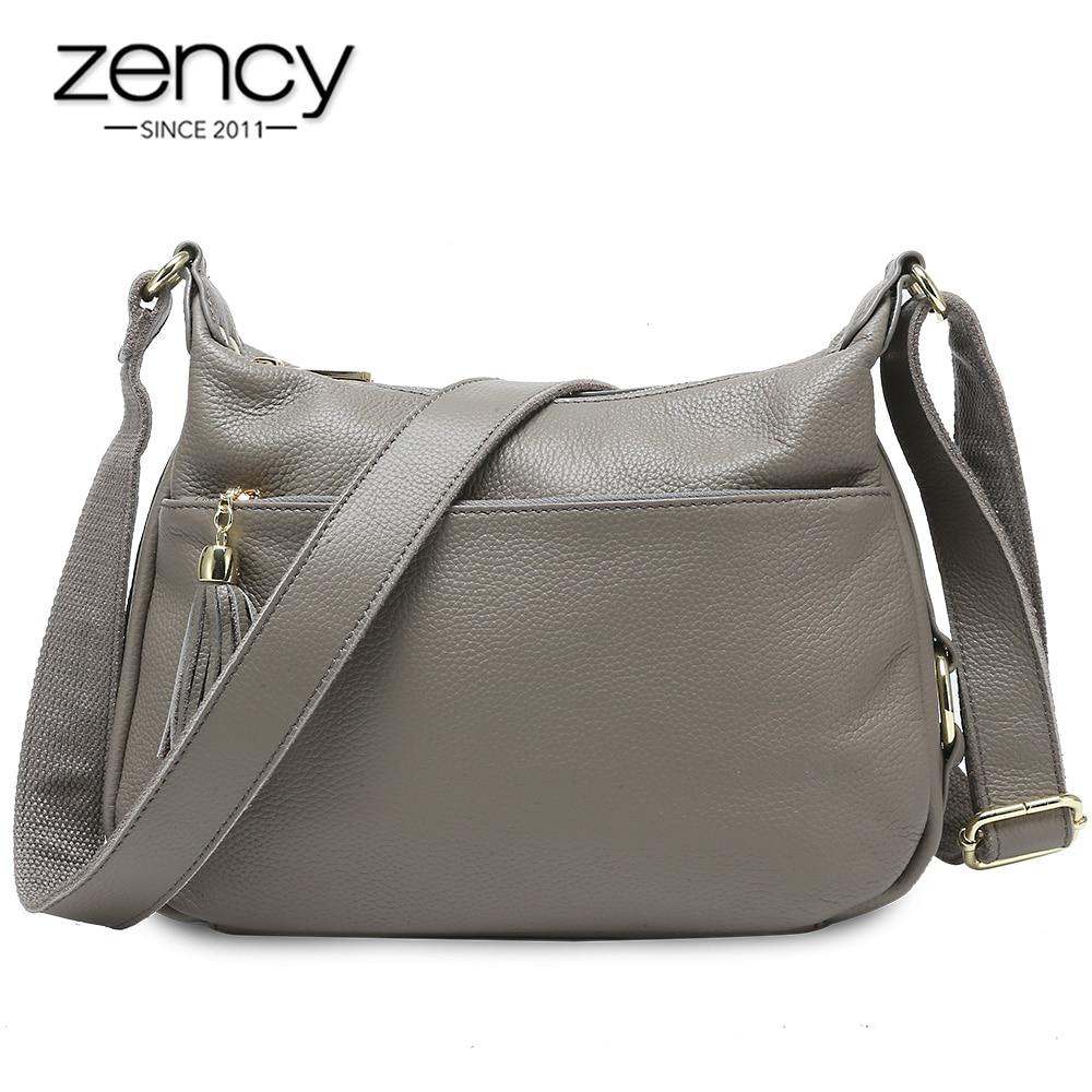 Zency 100% Echt Leer Mode Dames Schoudertas Met Kwastje Hoge Kwaliteit Hobos Elegante Dame Crossbody Tassen Zwart Grijs bordeaux