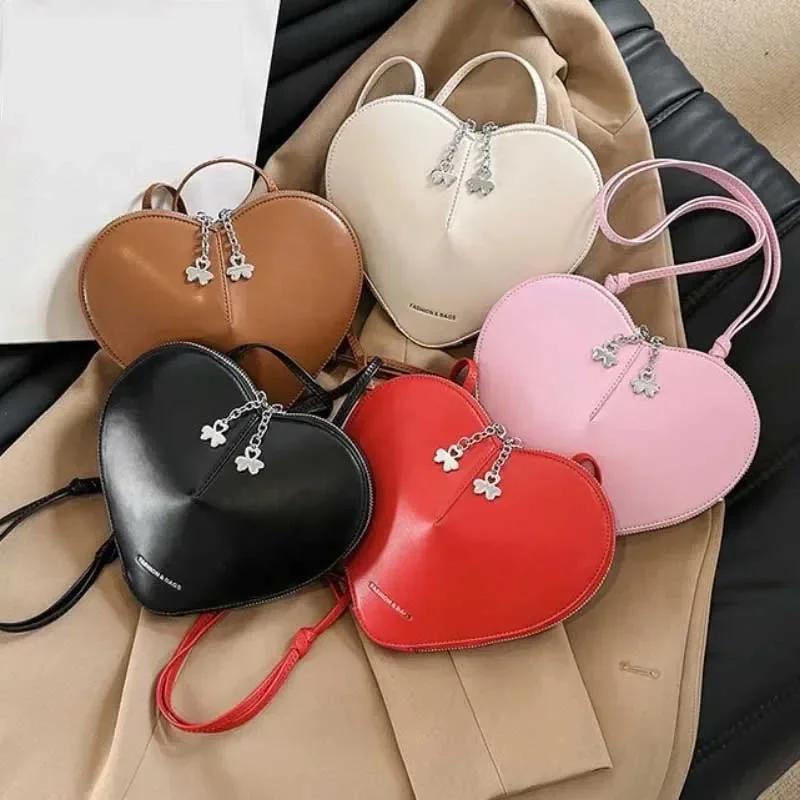 Warm clothes family Hartvormige tassen voor vrouwen Mini Sling Schoudertas Dames Rode Liefde Hart Tas Mode Pouch Tas Valentijnscadeaus Luxe Handtassen rood