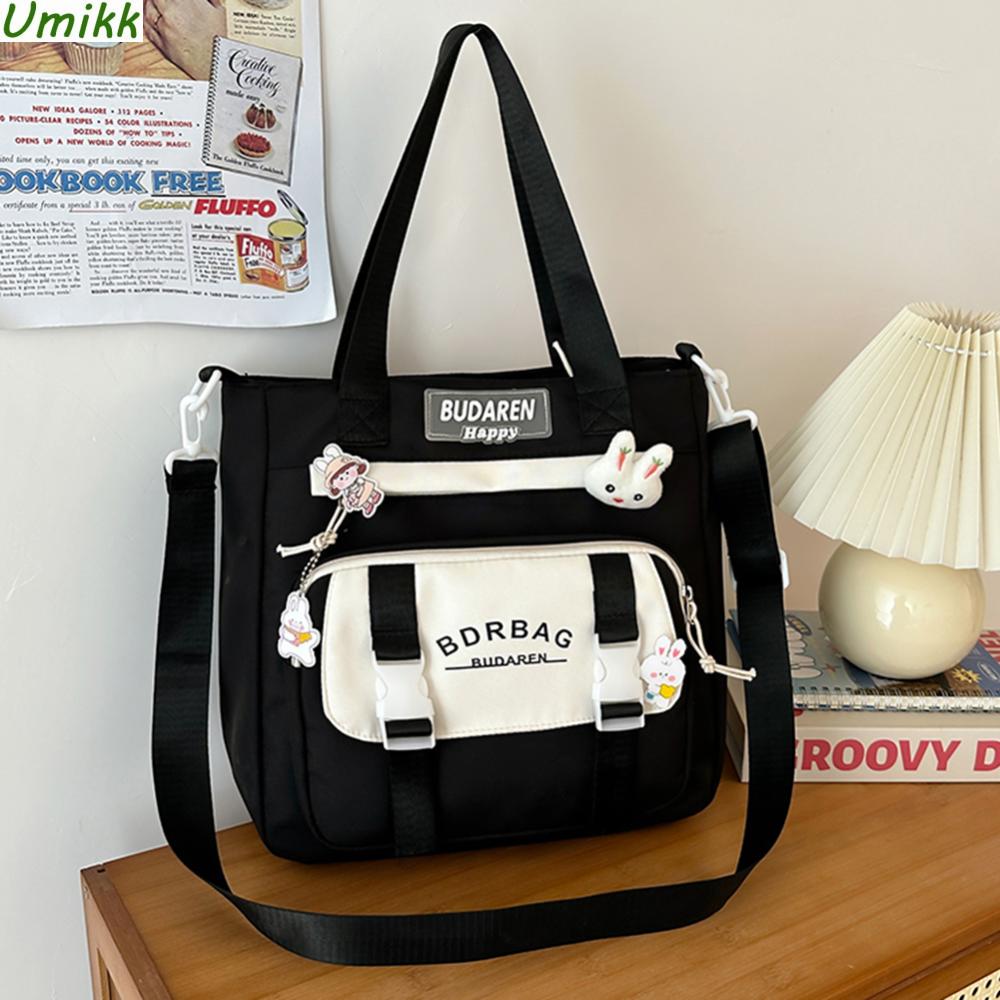 Warm clothes family Schattige schoudertas chique nylon hobo tas grote capaciteit casual messenger tas contrasterende kleur trendy satchel tas schoolboek tas zwart