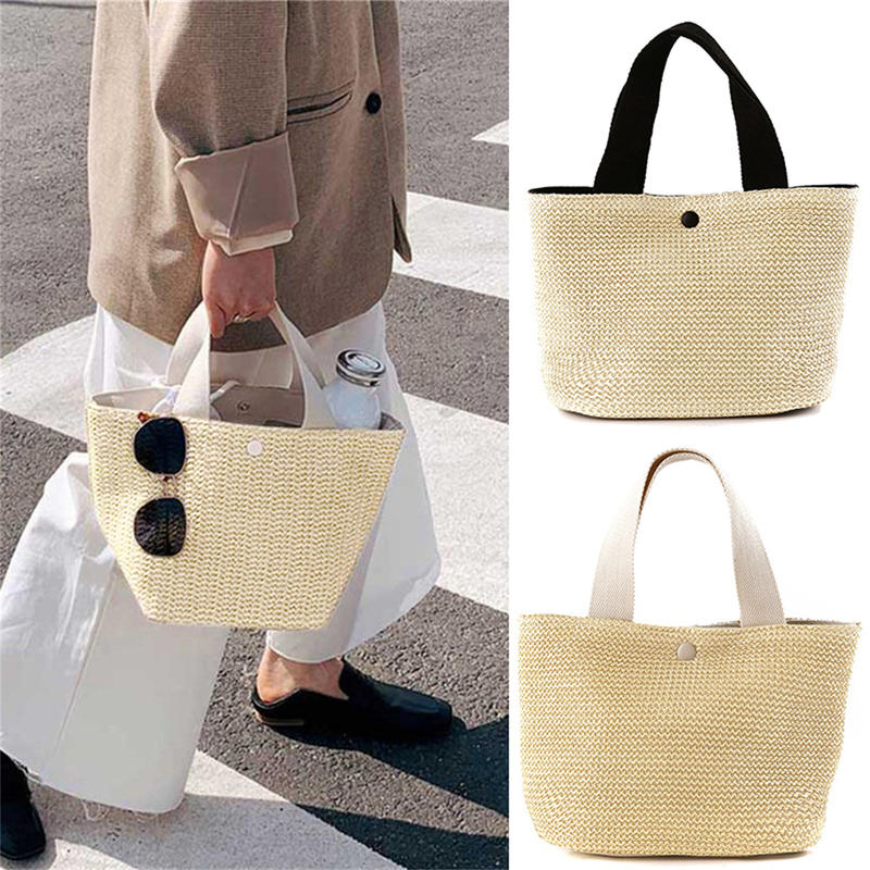 Your favorite bag Casual rotan dameshandtas Zomerstrand strozak Geweven handtas Damesreistas met grote capaciteit zwart