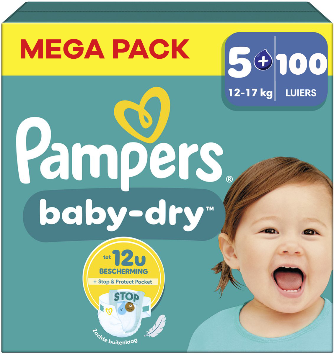 Pampers  Baby Dry - Maat 5+ - Mega Pack - 100 Stuks - 12-17 kg