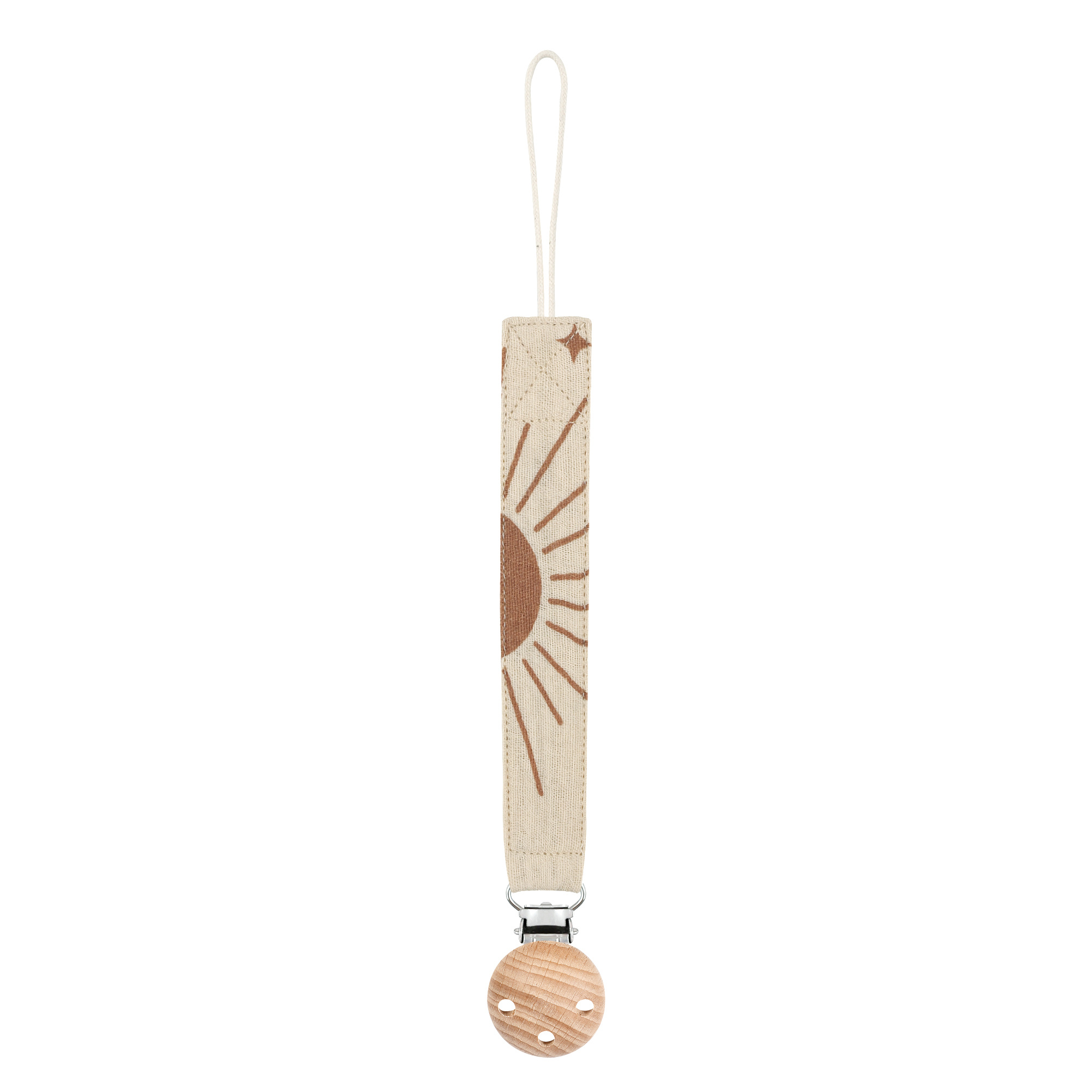 Dutsi  Speenkoord – Beige met Bruine Zon - Babyveilig & Duurzaam