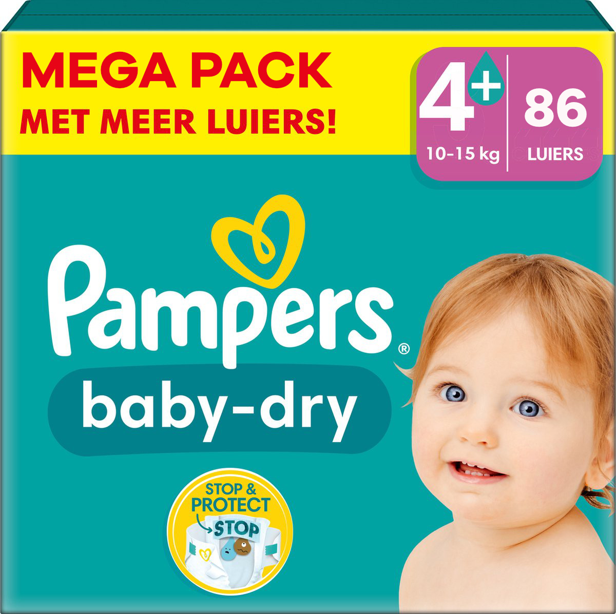 Pampers  Baby Dry - Maat 4+ - Mega Pack - 188 stuks - 10/15 KG