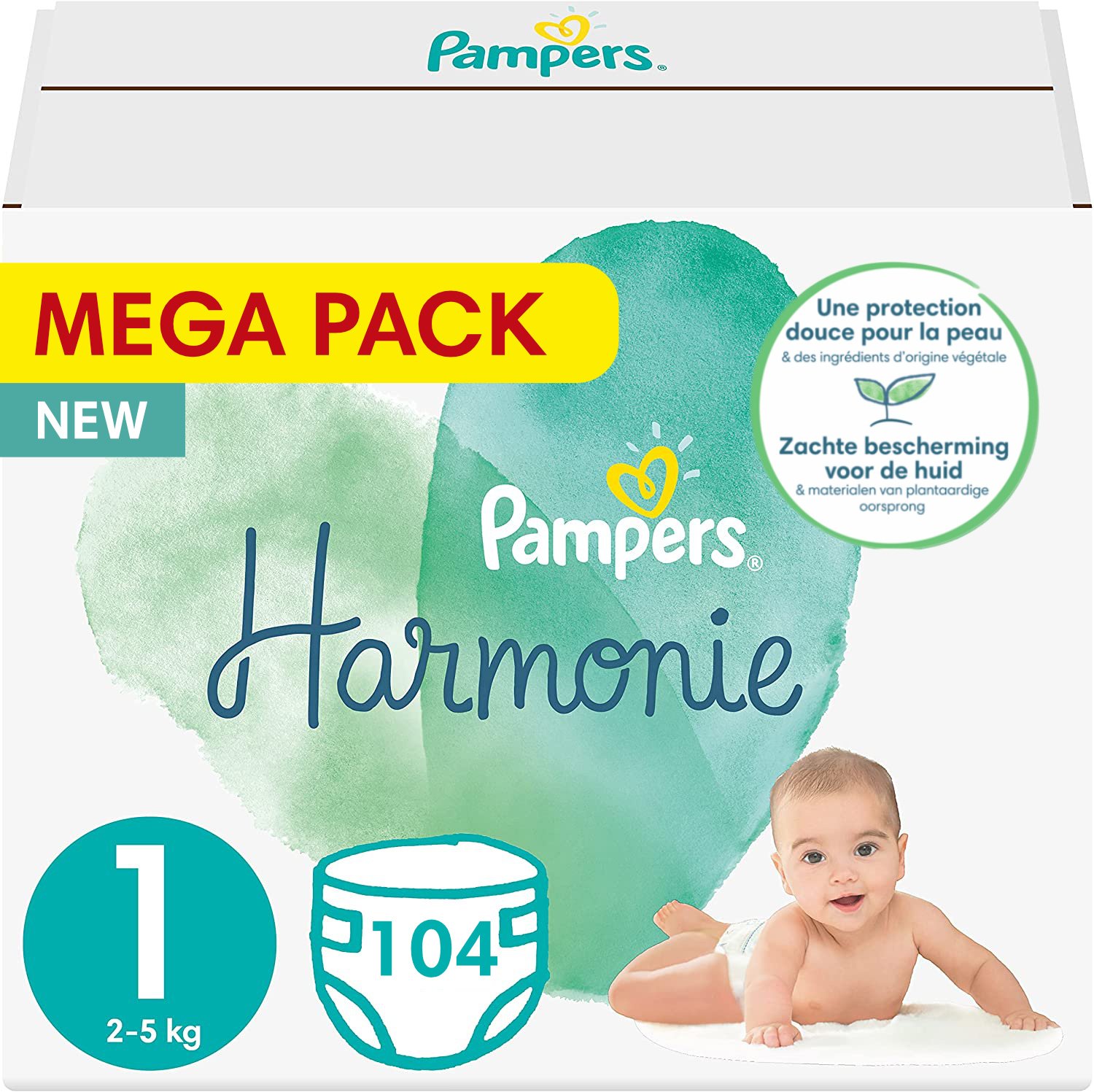 Pampers  Harmonie - Maat 1 - Mega Pack - 104 stuks - 2/5 KG