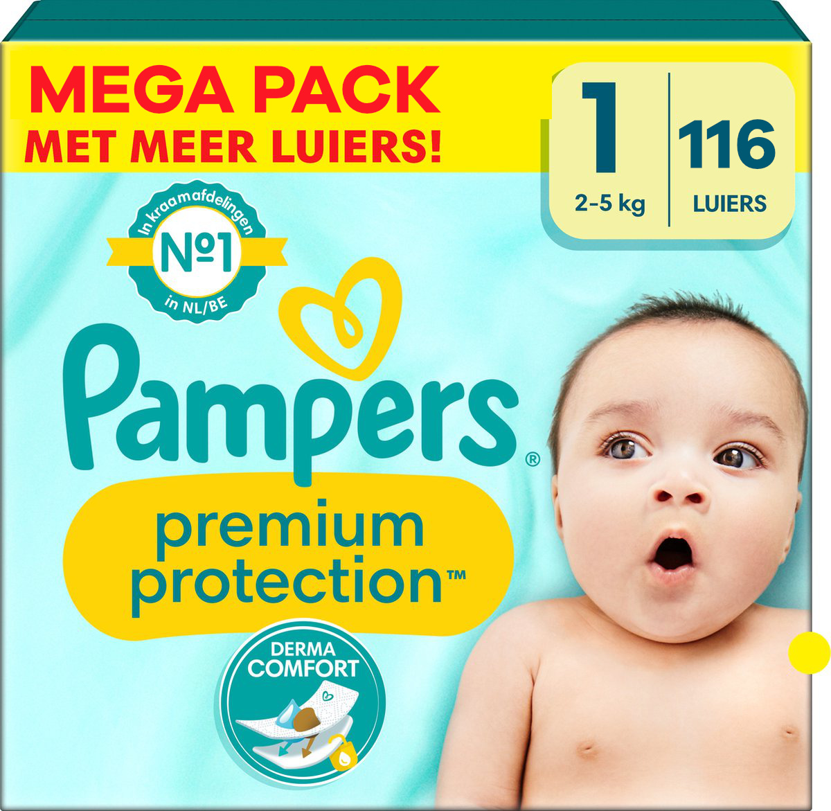 Pampers  Premium Protection - Maat 1 - Mega Pack - 116 stuks - 2/5 KG