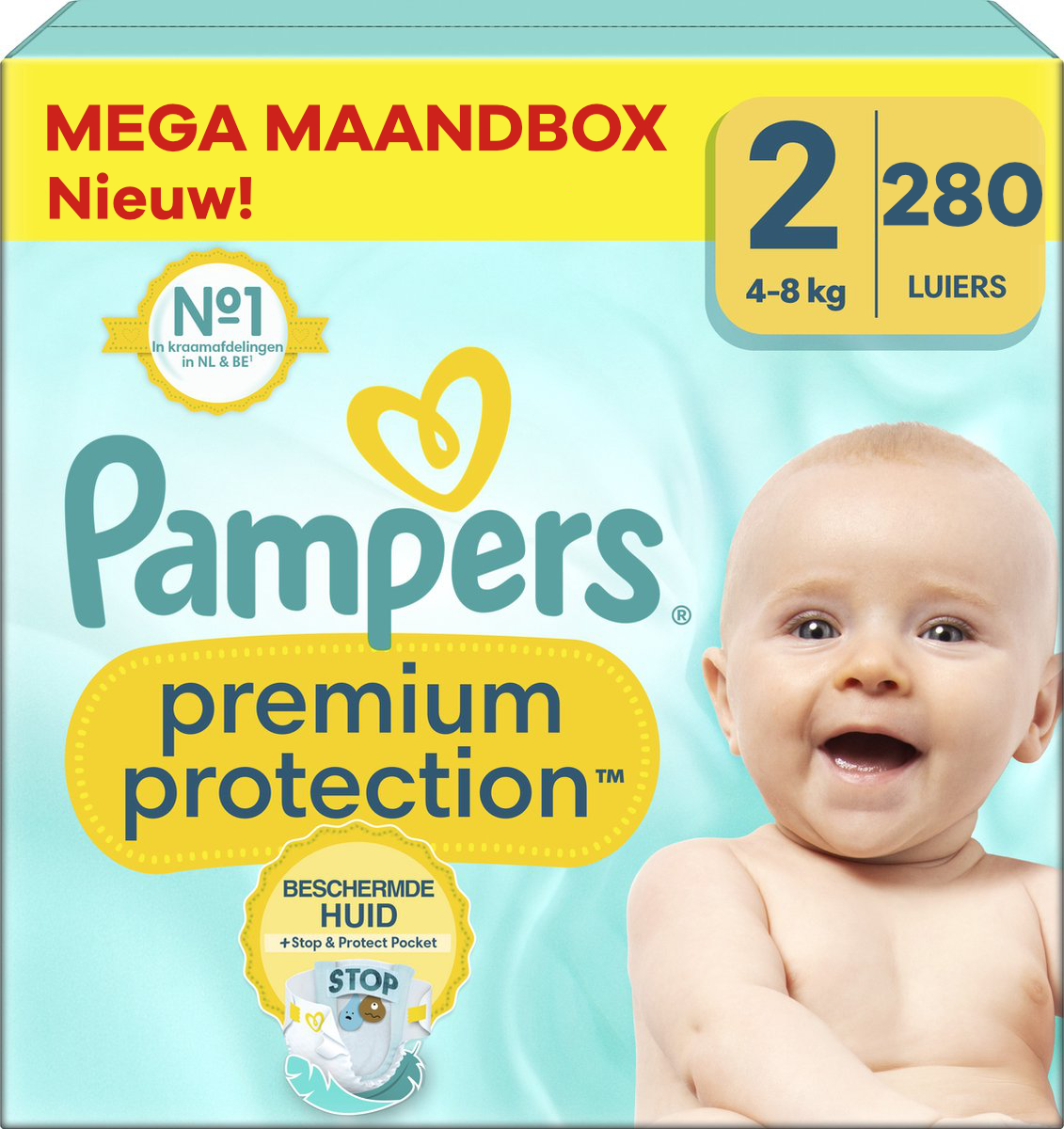 Pampers  Premium Protection - Maat 2 - Mega Maandbox - 280 luiers - 4/8 KG