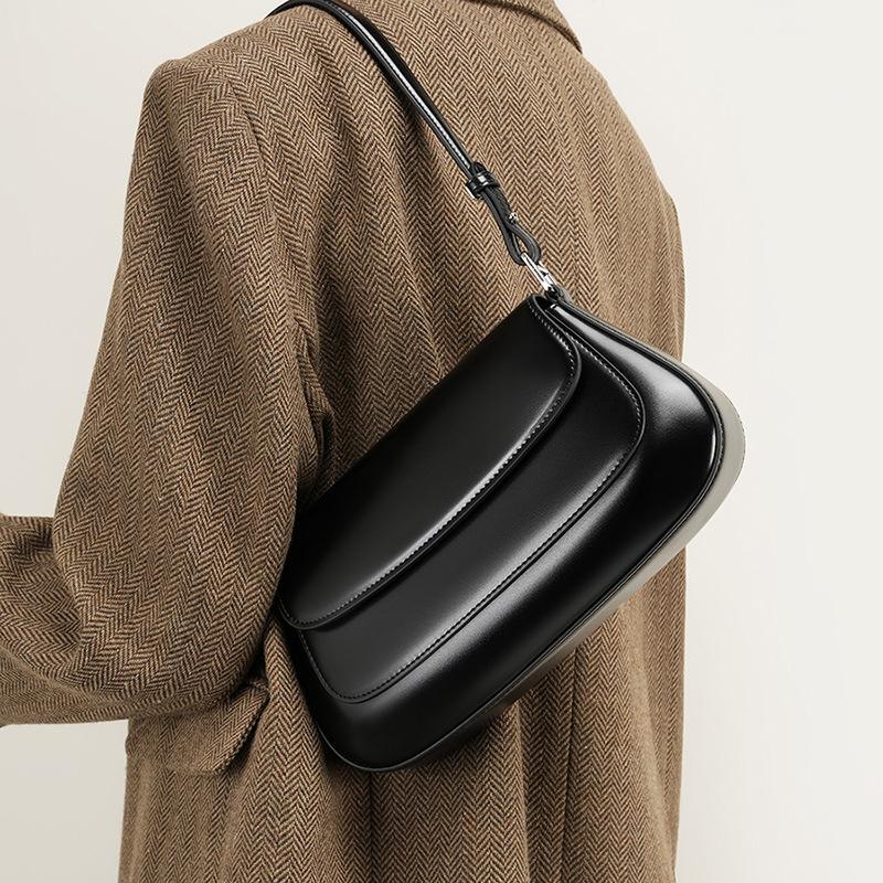 Sports Trend Bag Handtas Damestas Crossbodytas Echt leer High Fashion Alles-in-één Schoudertas Onderarm Zadeltas zwart